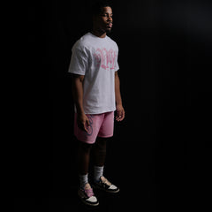 PINK EVOL CROSS TEE - WHITE
