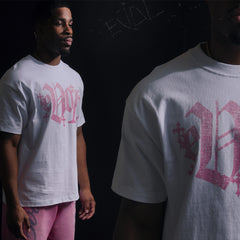 PINK EVOL CROSS TEE - WHITE