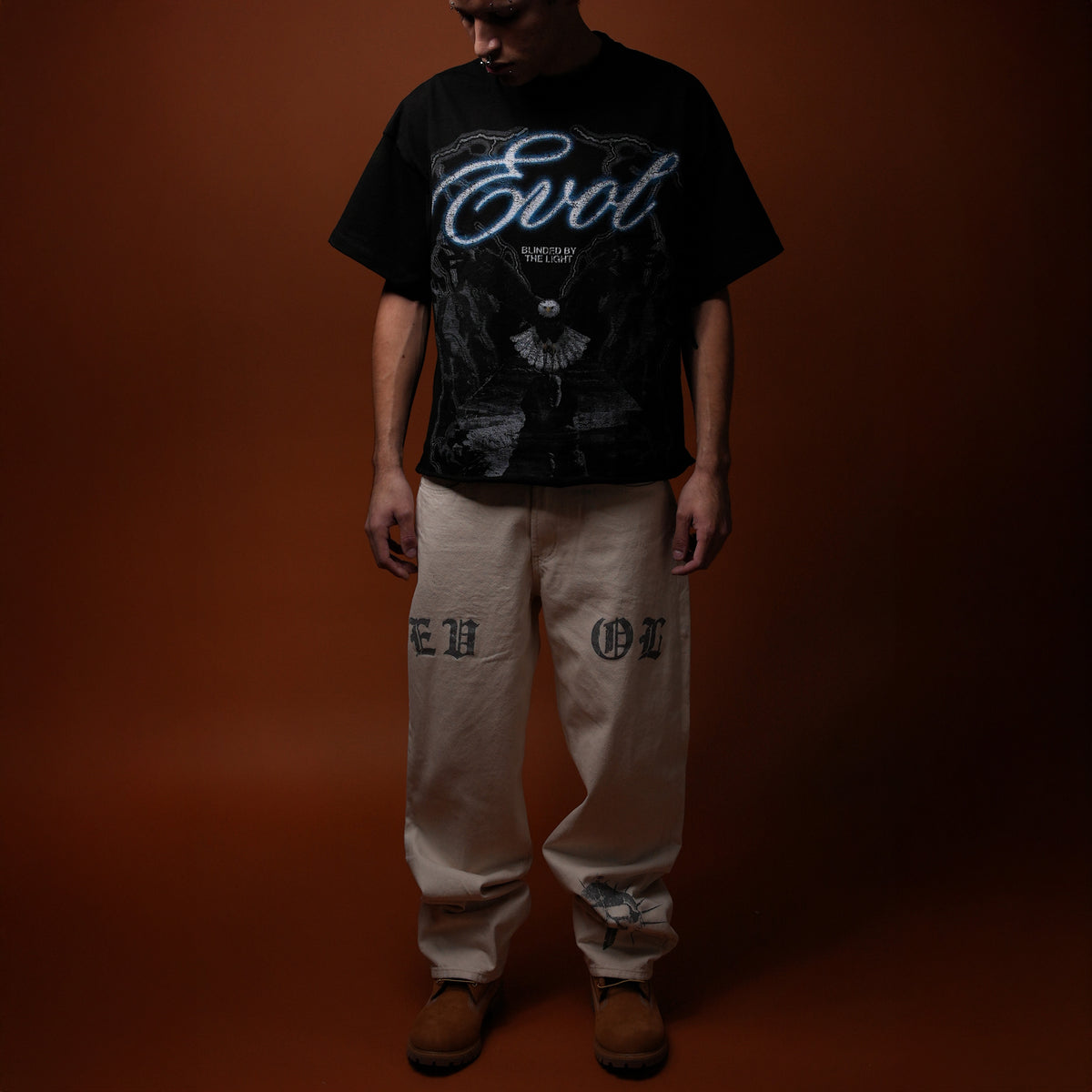 Evol White Tonal Skull Denim